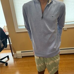 Vineyard Vines Men's Blue Quarter-Zip Sweater